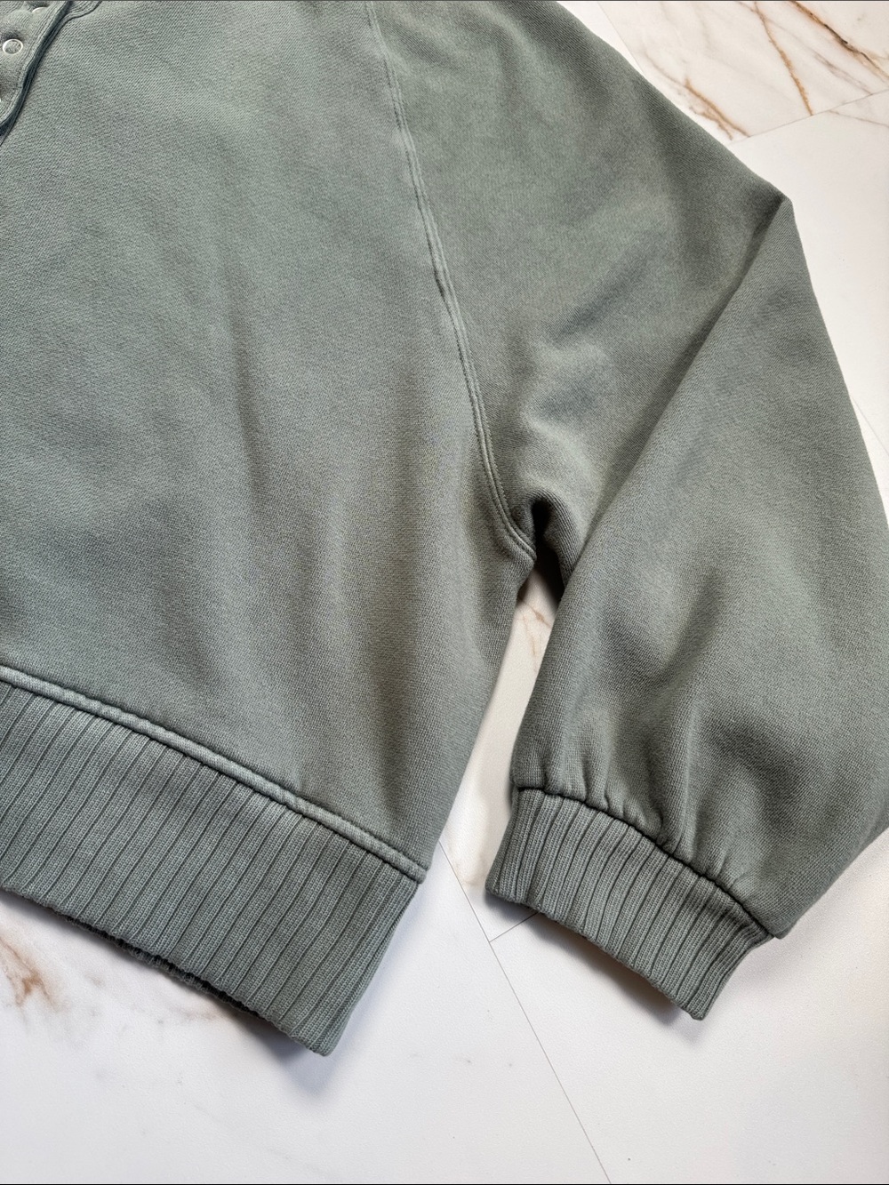 Aerie Quarter Snap Henley Sweatshirt Sz XL Green Comfy Loungewear Back to school - Picture 6 of 10